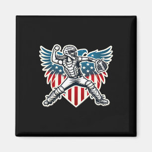 Softll Catcher With Wings Girls Design Usa Red Whi Magnet