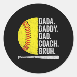 Softll Coach Dad Fathers Day Funny Softll Dads Hum Classic Round Sticker