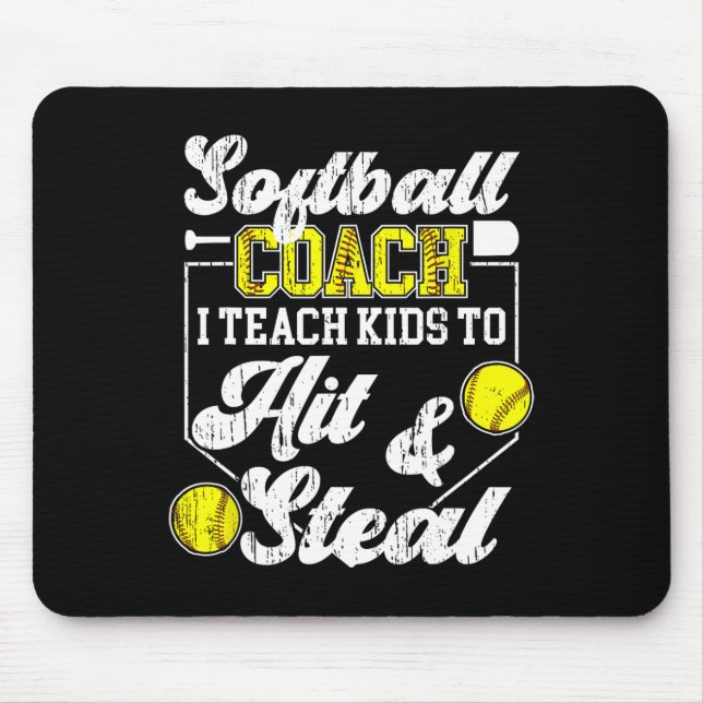 Softll Coach I Teach Kids Softll Coaching  Mouse Mat (Front)