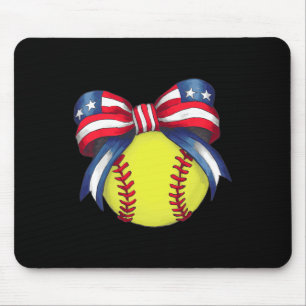 Softll Coquette Bow 4th Of July Patriotic American Mouse Mat