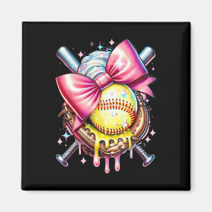 Softll Coquette Bow Softll Mom Drip Home Plate Dri Magnet