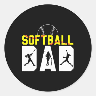 Softll Dad Father&#; s Day American Softll Player Classic Round Sticker