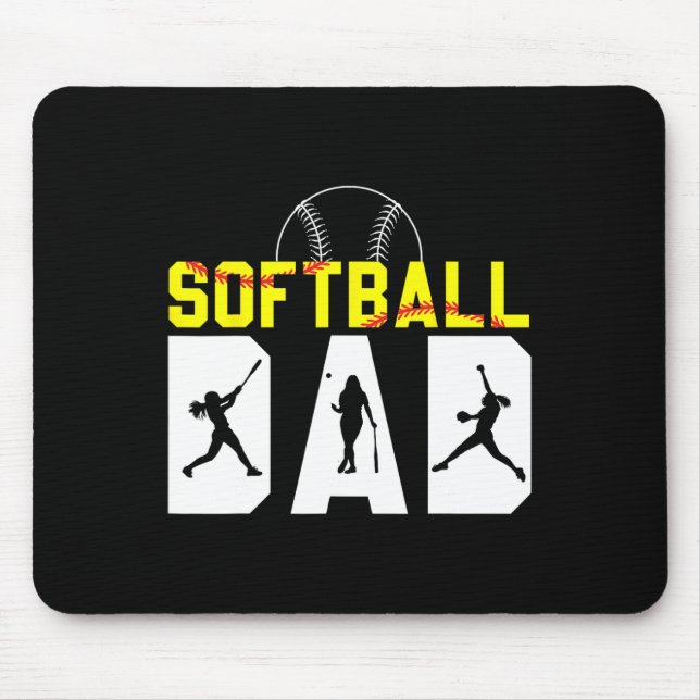 Softll Dad Father&# s Day American Softll Player  Mouse Mat (Front)