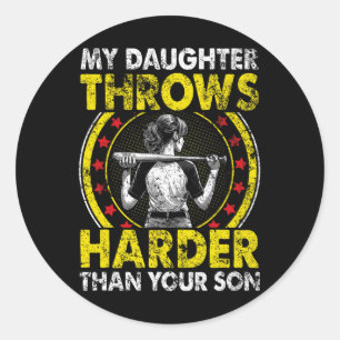 Softll Dad My Daughter Throws Harder Funny Softll Classic Round Sticker