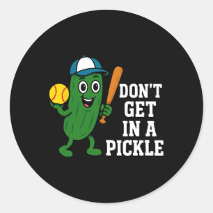 Softll Don't Get In A Pickle Funny Softll Retro Hu Classic Round Sticker