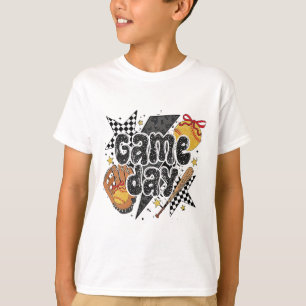 Softll Game Day Mama Lightning Bolt Leopard Mother T-Shirt