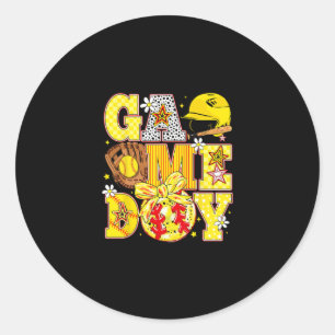 Softll Game Day Vibes Softll Mama Cheer Mom Girls Classic Round Sticker