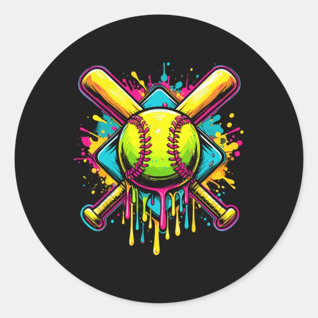 Softll Girl Ice Cream Softll Drip  Classic Round Sticker (Front)