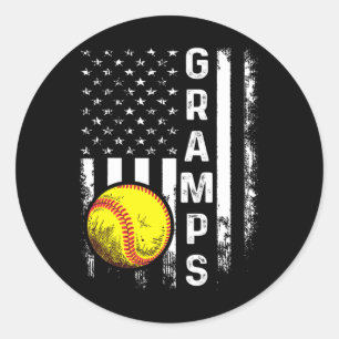 Softll Gramps American Flag Vintage Christmas Xmas Classic Round Sticker