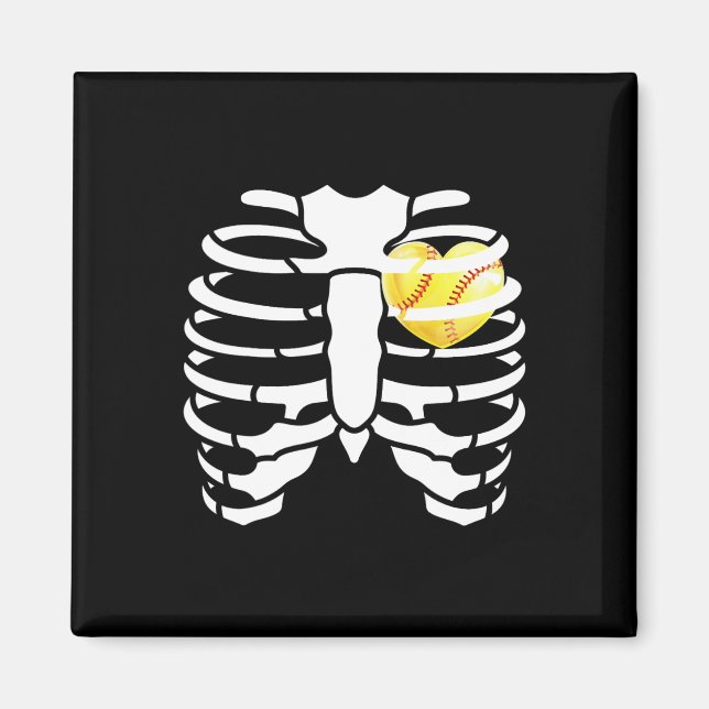 Softll Heart Inside Ribs Skeleton Halloween Costum Magnet (Front)