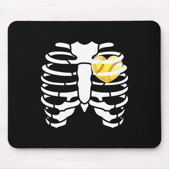 Softll Heart Inside Ribs Skeleton Halloween Costum Mouse Mat (Front)