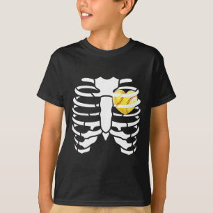 Softll Heart Inside Ribs Skeleton Halloween Costum T-Shirt