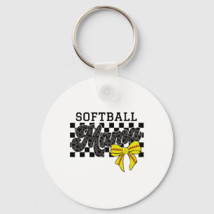 Softll Mama Mum Game Day Retro Chequered Coquette Key Ring