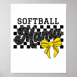 Softll Mama Mum Game Day Retro Chequered Coquette Poster