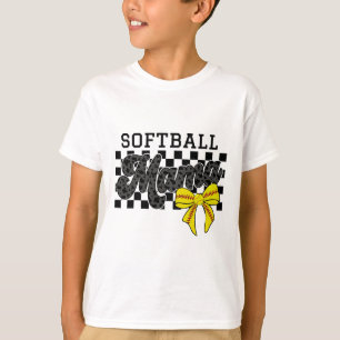 Softll Mama Mum Game Day Retro Chequered Coquette T-Shirt