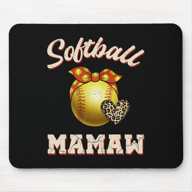 Softll Mamaw Leopard Heart Fans Mother's Day Gift  Mouse Mat (Front)
