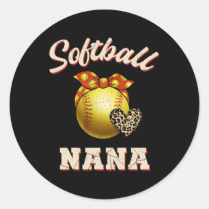 Softll Nana Leopard Heart Fans Mother's Day Gift  Classic Round Sticker