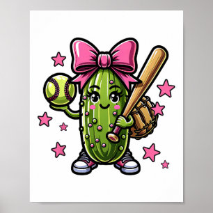 Softll Pickle Sports Girls Sell With Pink Bow Cute Poster