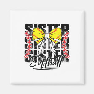 Softll Sister Coquette Bow Sports Game Day Softll Magnet