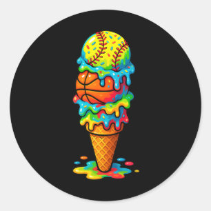Softll Sketll Ice Cream Drip Colorful Summer Game Classic Round Sticker