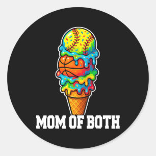 Softll Sketll Mom Ice Cream Drip Summer Game Day Classic Round Sticker