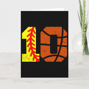 Softll Sketll Number 10 Jersey Funny 10th Birthday Card