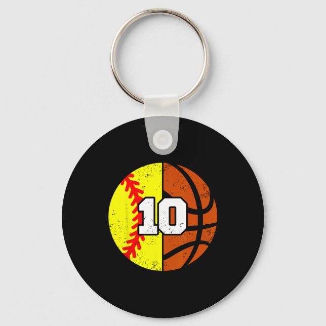 Softll Sketll Number 10 Jersey Funny 10th Birthday Key Ring (Front)