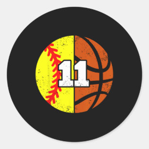 Softll Sketll Number 11 Jersey Funny 11th Birthday Classic Round Sticker