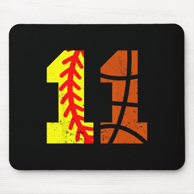Softll Sketll Number 11 Jersey Funny 11th Birthday Mouse Mat (Front)