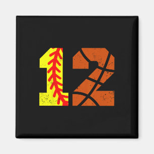 Softll Sketll Number 12 Jersey Funny 12th Birthday Magnet