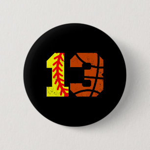Softll Sketll Number 13 Jersey Funny 13th Birthday 6 Cm Round Badge