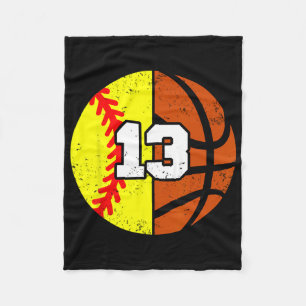 Softll Sketll Number 13 Jersey Funny 13th Birthday Fleece Blanket