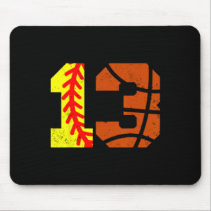 Softll Sketll Number 13 Jersey Funny 13th Birthday Mouse Mat