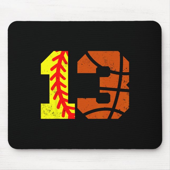 Softll Sketll Number 13 Jersey Funny 13th Birthday Mouse Mat (Front)