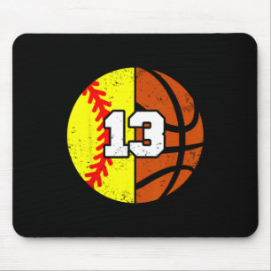 Softll Sketll Number 13 Jersey Funny 13th Birthday Mouse Mat