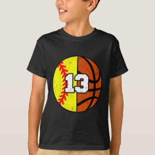 Softll Sketll Number 13 Jersey Funny 13th Birthday T-Shirt