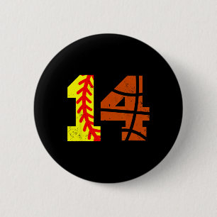 Softll Sketll Number 14 Jersey Funny 14th Birthday 6 Cm Round Badge