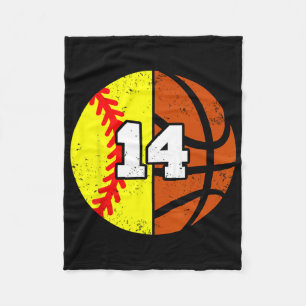 Softll Sketll Number 14 Jersey Funny 14th Birthday Fleece Blanket