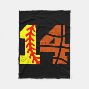 Softll Sketll Number 14 Jersey Funny 14th Birthday Fleece Blanket