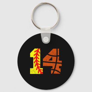 Softll Sketll Number 14 Jersey Funny 14th Birthday Key Ring