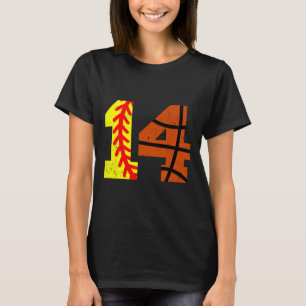 Softll Sketll Number 14 Jersey Funny 14th Birthday T-Shirt