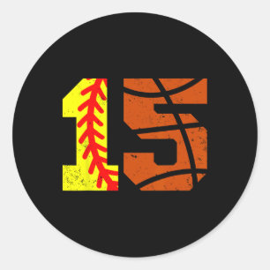 Softll Sketll Number 15 Jersey Funny 15th Birthday Classic Round Sticker