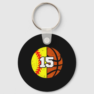 Softll Sketll Number 15 Jersey Funny 15th Birthday Key Ring