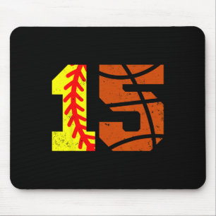Softll Sketll Number 15 Jersey Funny 15th Birthday Mouse Mat