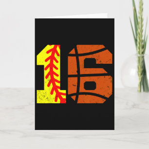Softll Sketll Number 16 Jersey Funny 16th Birthday Card