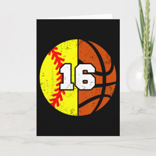 Softll Sketll Number 16 Jersey Funny 16th Birthday Card