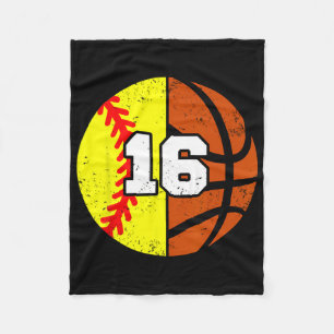 Softll Sketll Number 16 Jersey Funny 16th Birthday Fleece Blanket