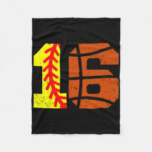 Softll Sketll Number 16 Jersey Funny 16th Birthday Fleece Blanket