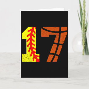 Softll Sketll Number 17 Jersey Funny 17th Birthday Card