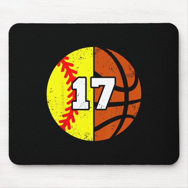 Softll Sketll Number 17 Jersey Funny 17th Birthday Mouse Mat (Front)